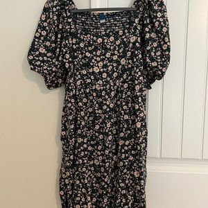 Old Navy Puff Sleeve Smocked Floral Print Mini Swing Dress Size Medium